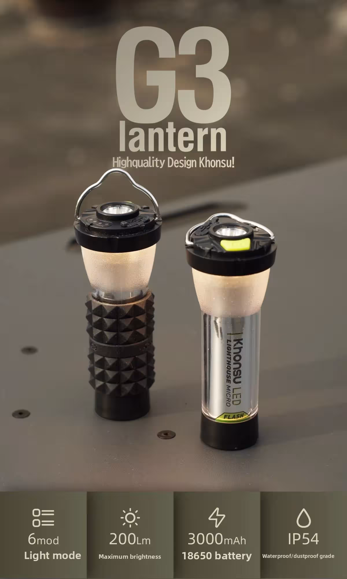 Linterna LED de pie recargable GZ de 3000mAh
