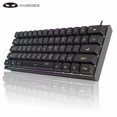Mini clavier de jeu MageGee 60% avec rétroéclairage LED RGB 61 touches compact