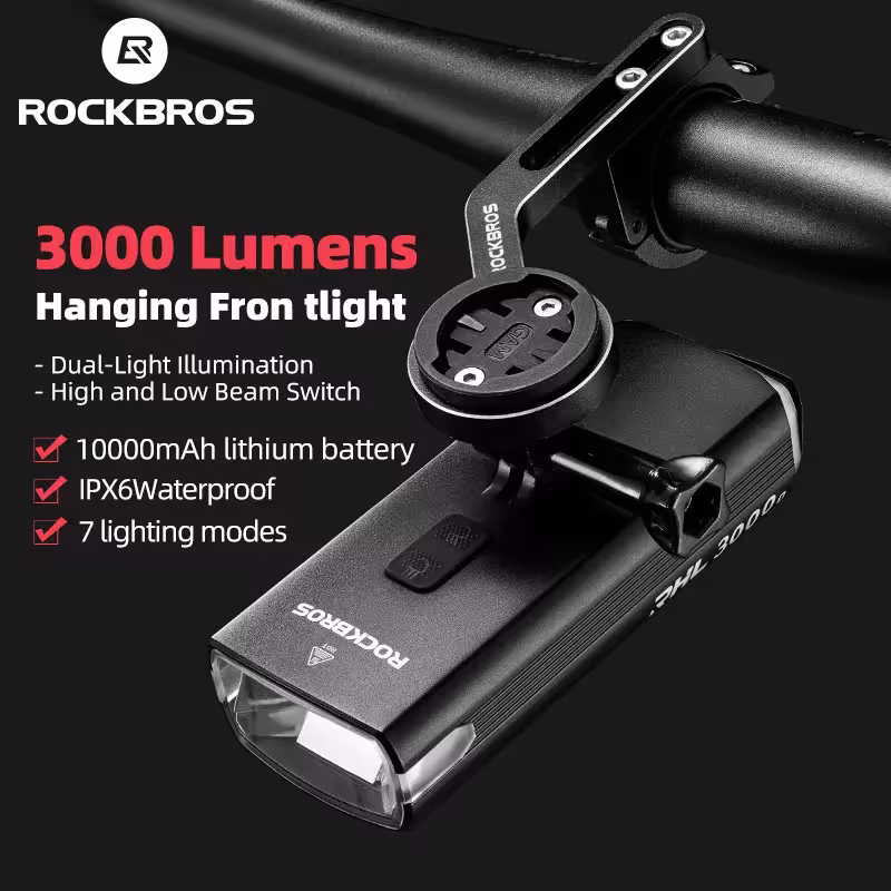 ROCKBROS 3000LM bicicletta anteriore LED lampada 10000mAH powerbank IPX6