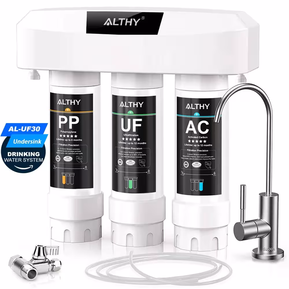Système de purification d'eau par ultrafiltration sous évier ALTHY, 3 étapes PP+UF+AC