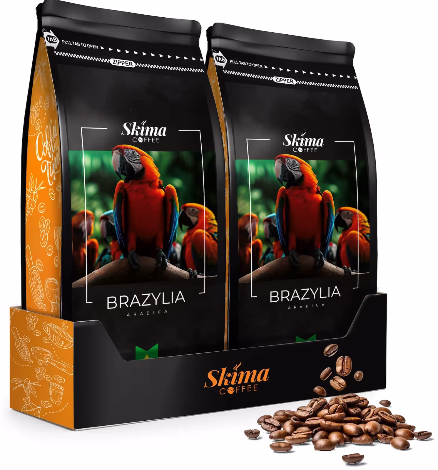 Coffee beans 2x1kg Brazil 100% Arabica, freshly roasted, suitable for espresso machines, with a gift
