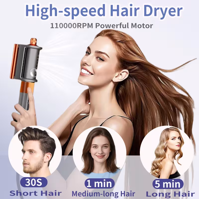 Brosse et sèche-cheveux 6 en 1, 110000 RPM, ionisant, séchage rapide