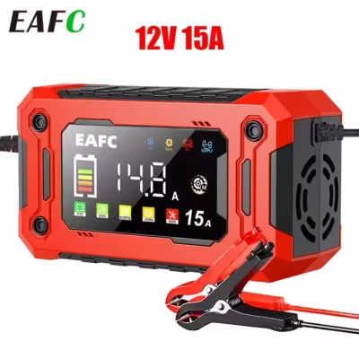 Cargador acumulador de coches EAFC 12V 15A 8A con resolución impulsa y pantalla LCD