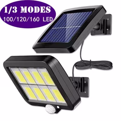 160LED solar wall light with motion sensor, waterproof outdoor lighting for garden and patio