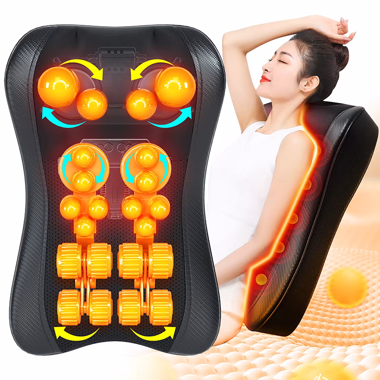 3 Gear Shiatsu kaklo masažo pagalvė su elektriniu šildymu ir giliu masažu