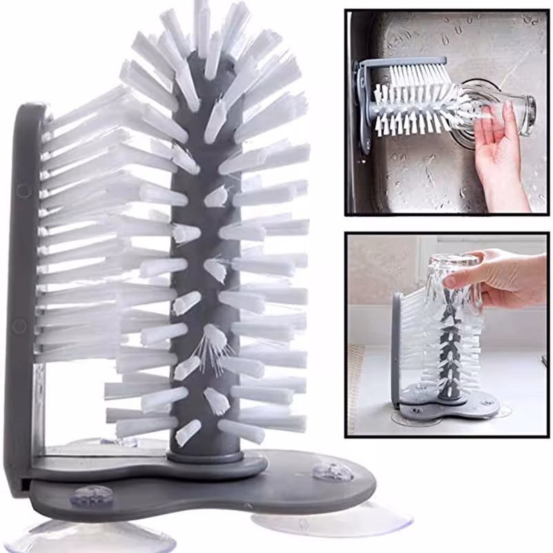 Glassware cleaning brush for the kitchen and bar, double-sided bristles