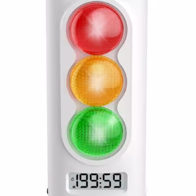 Vizualinis Laikmatis Vaikams su Šviesoforo Signalais, LCD Ekranu ir Garso Įspėjimais