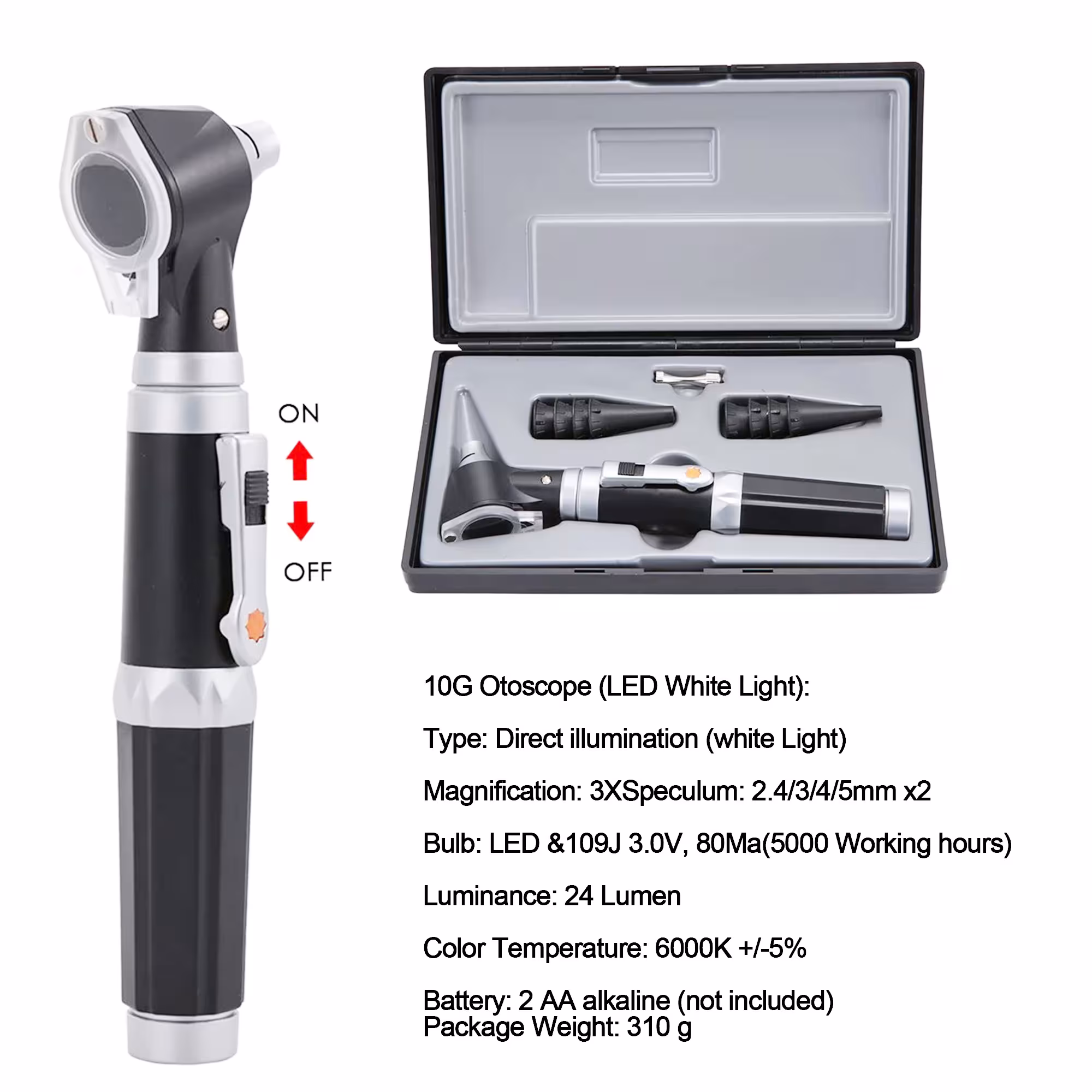 ear otoscope with LED