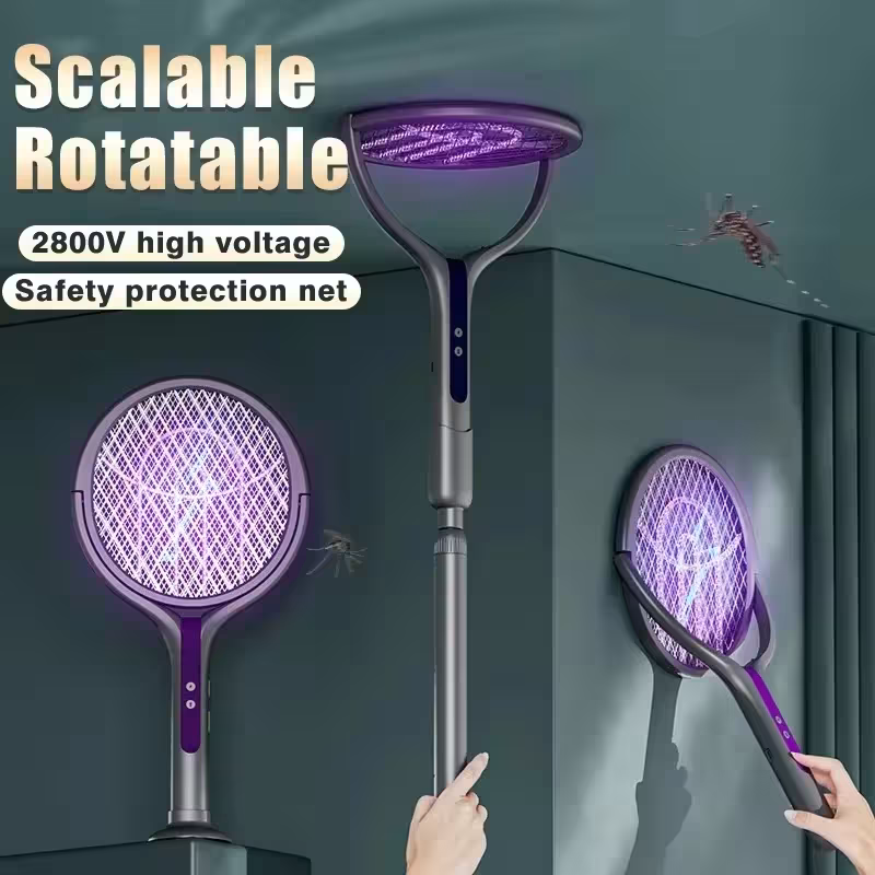 Moustiquaire rotative télescopique automatique rechargeable par USB pour une large couverture