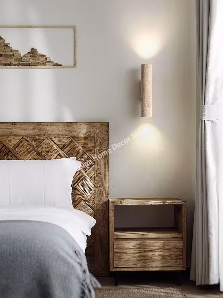 Lámpara de pared de piedra.