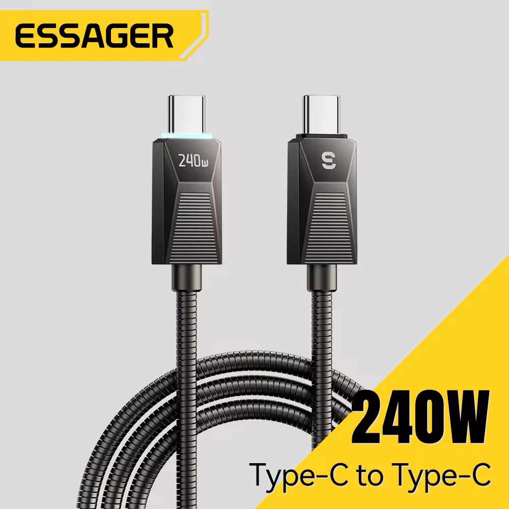 Câble Essager 240W Type-C, charge rapide 100W, 5A, pour MacBook, iPad, iPhone