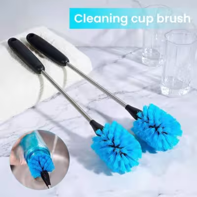 Juego de 3 cepillos de limpieza de acero inoxidable 3 en 1 con mango largo para la cocina
