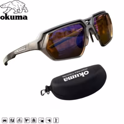 2026 OKUMA lauko žvejybos akiniai su UV400 poliarizacija žuvims matyti, tinka dviračiams ir žygiams