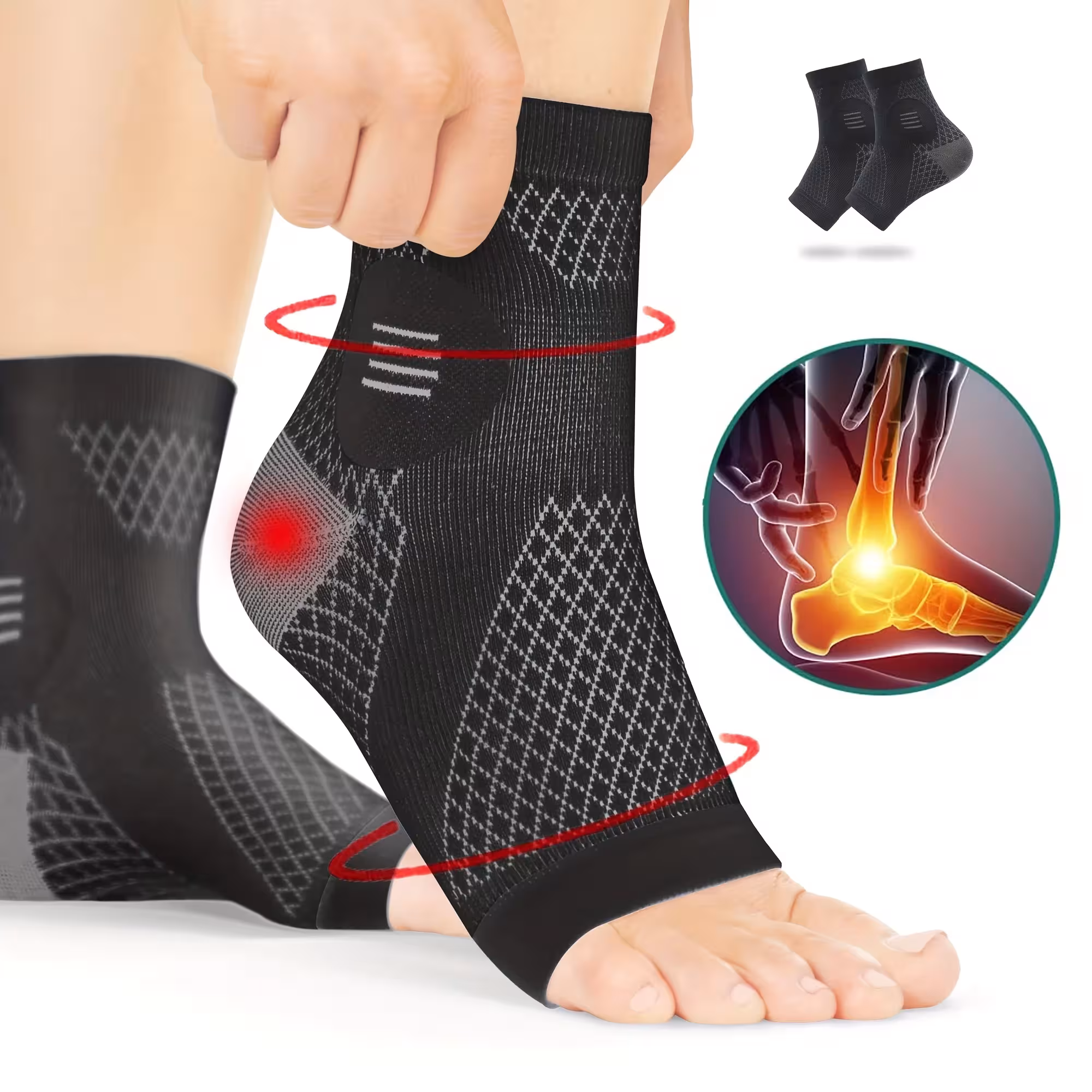 Compression socks for heels and skates Open toes Neuropathies