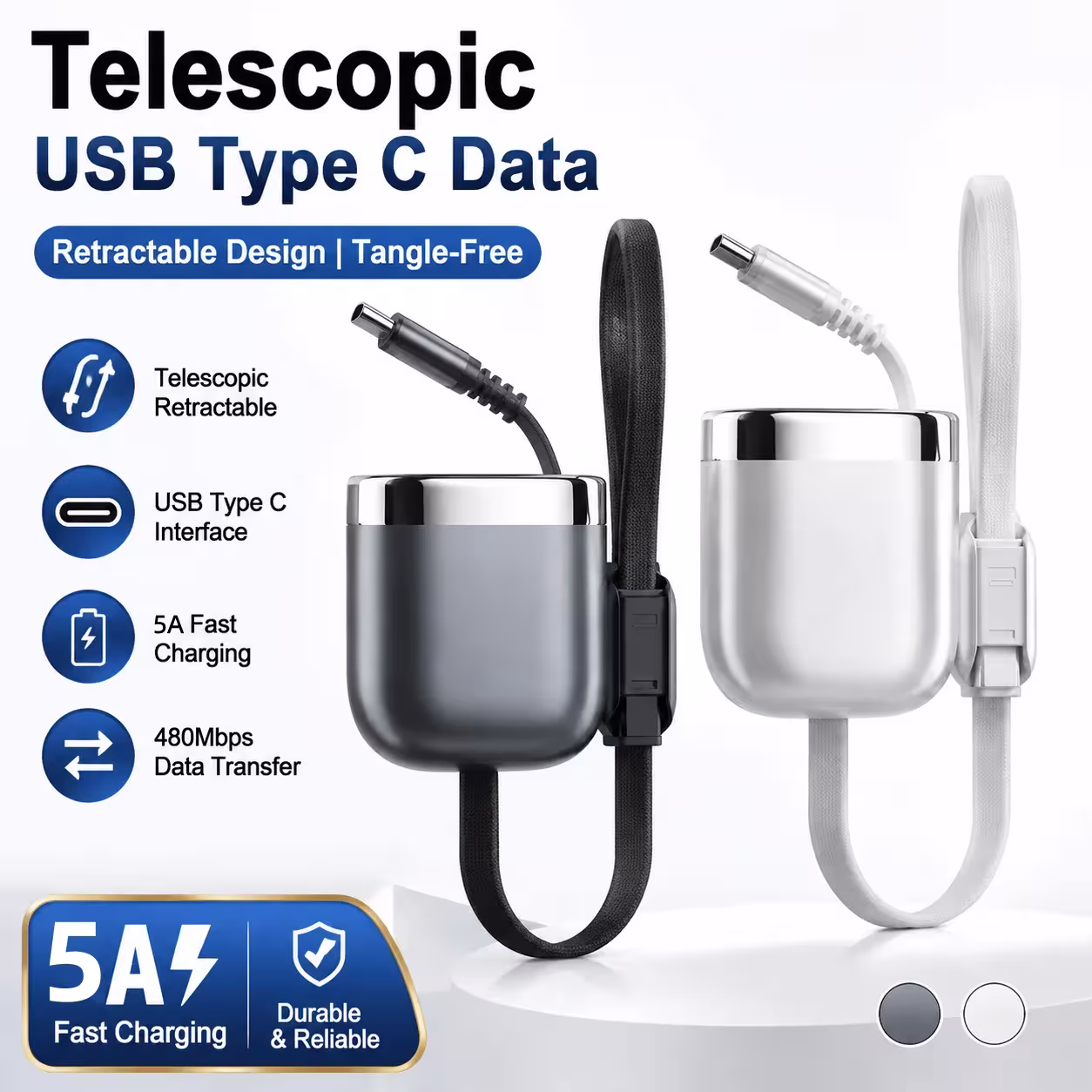 Câble USB-C vers USB-C de charge rapide PD 240W pour téléphones, tablettes, MacBook