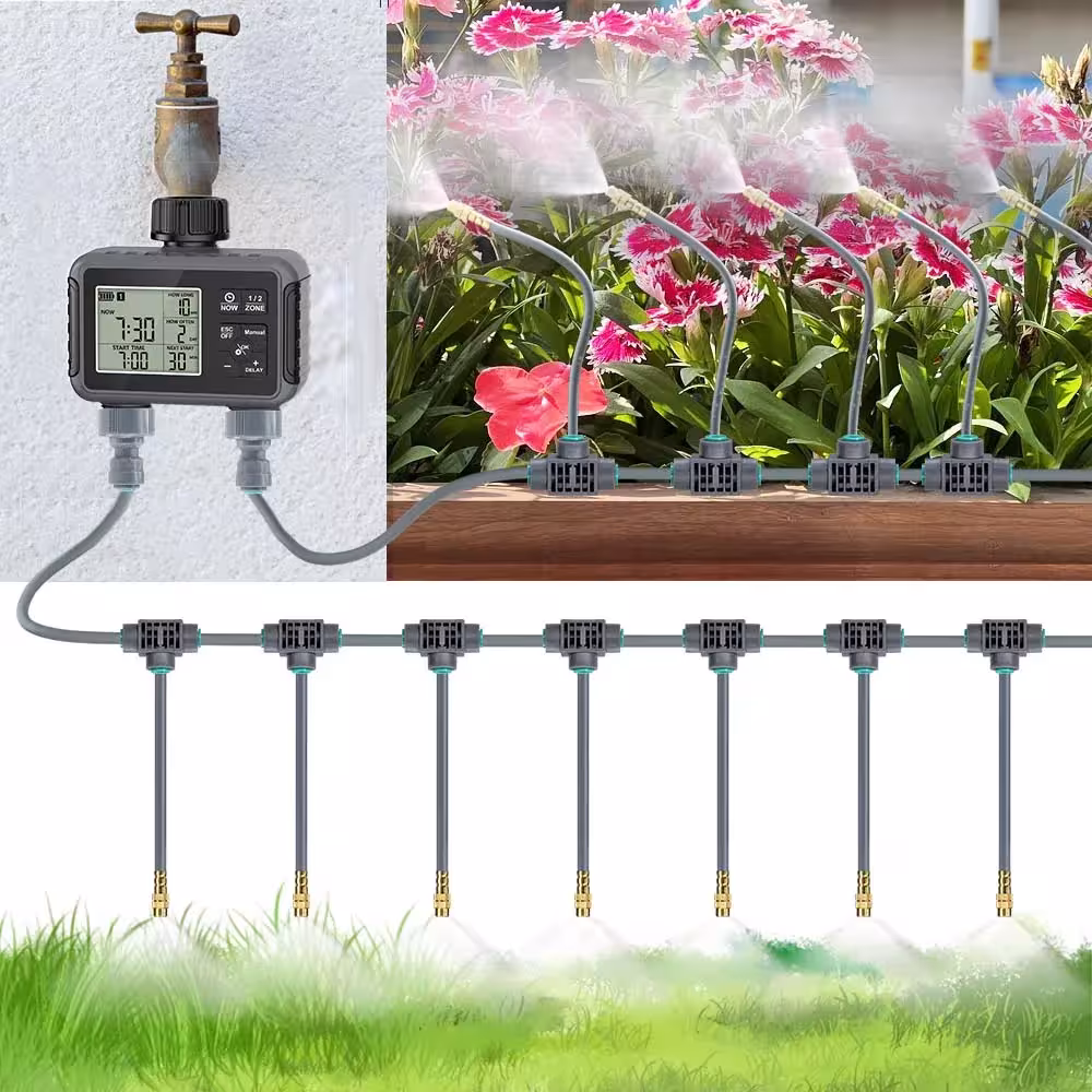 garden watering timer double zone