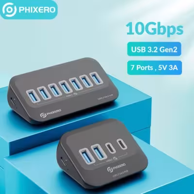 Station d'accueil USB 3.2 PHIXERO 10Gbps, hub avec lecteur de cartes SD, Type C pour ordinateurs portables