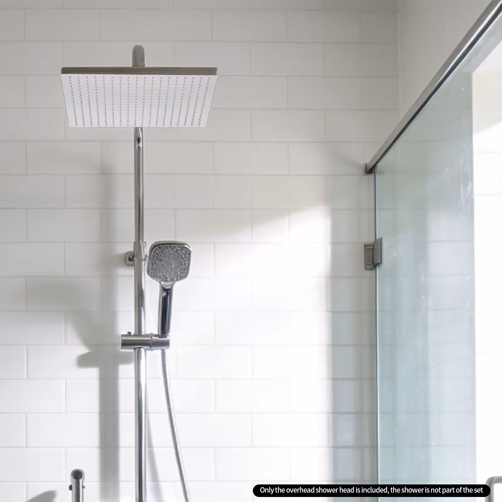 Tête de douche carrée universelle 40 × 40 cm, argent, acier inoxydable