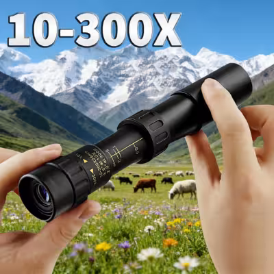 Monoculaire puissant 10-300x40 longue portée professionnel HD, compact, pour le tourisme et la chasse