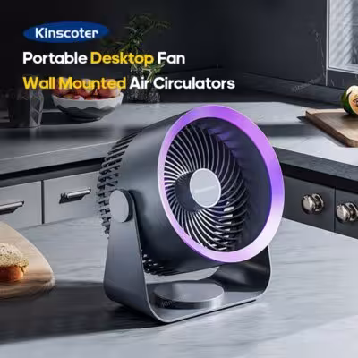 Ventilatore portatile multifunzione KINSCOTER per la casa - montaggio su tavolo, parete e soffitto, funzionamento silenzioso, ricarica tramite USB-C