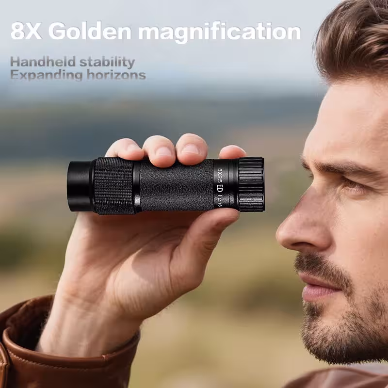 Monoculaire entièrement métallique HABO 8×25 avec revêtement multicouche, idéal pour les voyages et l'opéra.