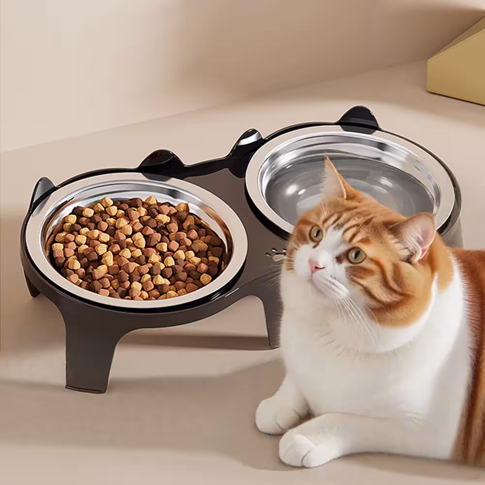 Stainless Steel Cat Dog Food Water Bowl with Anti-Slip Design