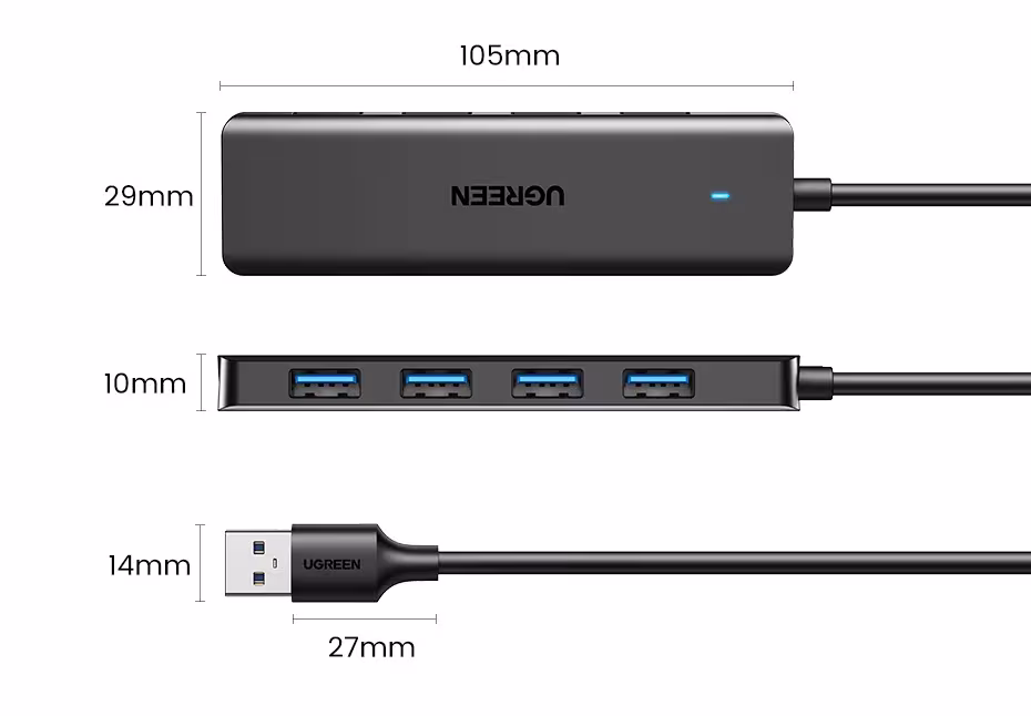 USB šakotuvas 4 prievadai