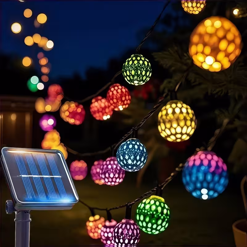50/30/20 LED Moroccan ball solar string lights, waterproof, 8 modes, for outdoor garden wedding Christmas decoration