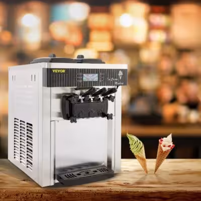 Machine professionnelle de crème glacée douce VVOR avec 2 conteneurs, 3 boîtes et compresseur 1200- 2200W