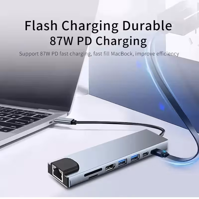 Adaptador USB C 8 en 1