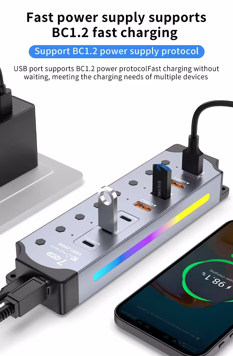 Concentrador USB con 7 puertos