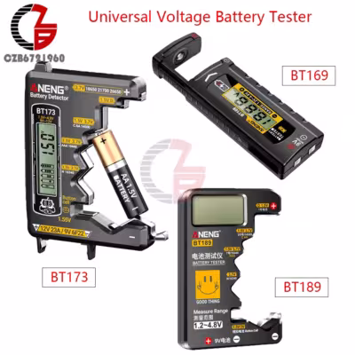 BT173 BT189 BT167 Universal-Batteriespannungsprüfgerät mit LCD-Display 9V AA AAA und Druckknopfbatterien