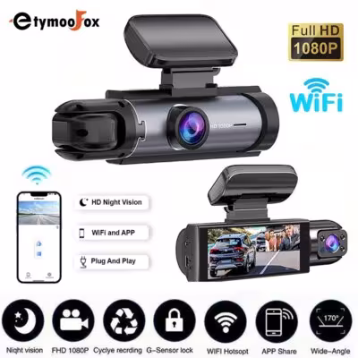Videoregistratore per auto duale, con telecamera anteriore e interna a 1080P e registrazione ciclica