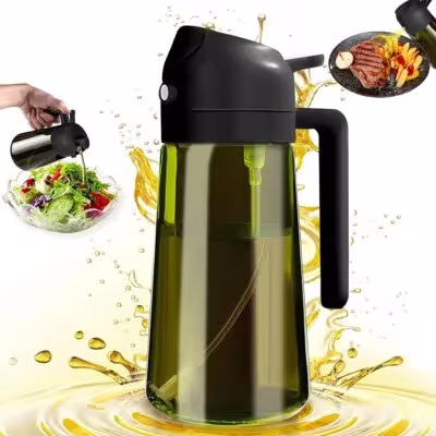 Flacone spray in vetro resistente alla luce da 470ML, flacone 2 in 1 per olio d'oliva per la cucina