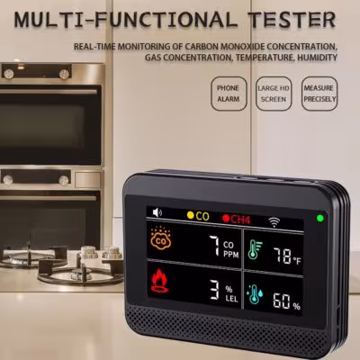 Tuya WiFi 4 en 1 detector de monóxido de carbono para el baño de gas