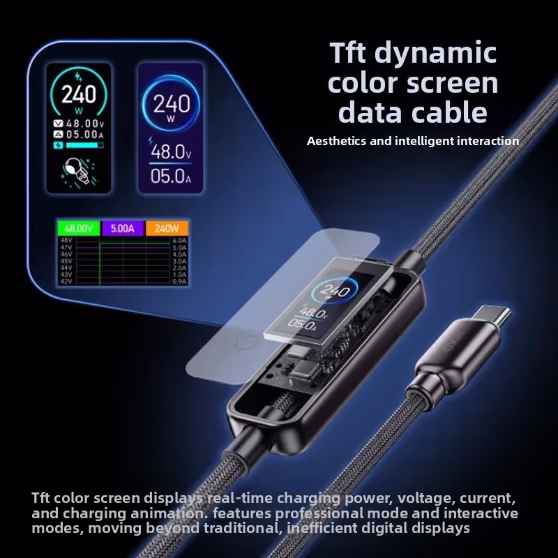 Cable de carga rápida USB-C a USB-C de 240W con pantalla digital PD3.1, compatible con iPhone, Xiaomi, MacBook, iPad
