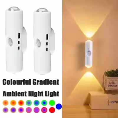 Išmanus RGB naktinis šviestuvas su judesio jutikliu, magnetinis, įkraunamas USB būdu