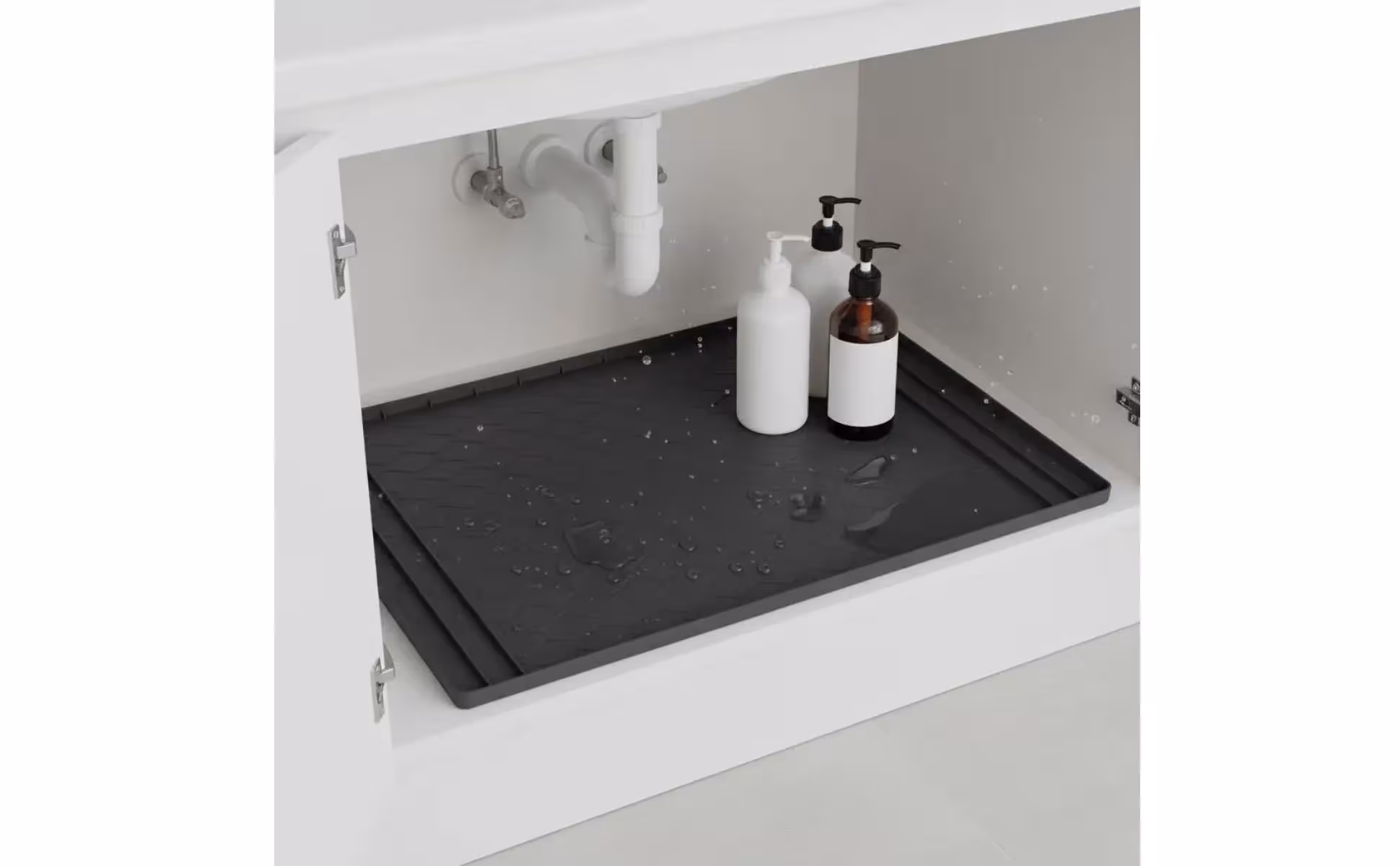 Tapis d'évier en silicone, robuste, imperméable, tapis de placard, revêtement d'évier en silicone, résistant à l'huile, protection domestique avec rebord surélevé pour salle de bain Tapis d'évier en silicone, robuste, imperméable, tapis de placard, revêtement d'évier en silicone, résistant à l'huile, protection domestique avec rebord surélevé pour salle de bain