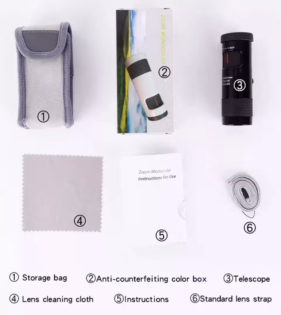 monokuliaras 10-30x21