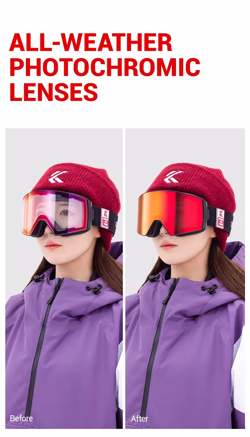 slidinėjimo akiniai su magnetiniais lęšiais
