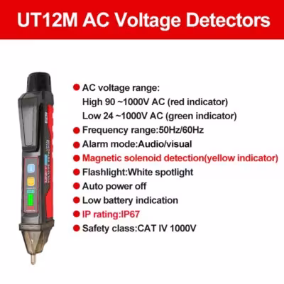 Tester elettrico 24V-1000V del rilevatore di tensione CA UT12E UT12M