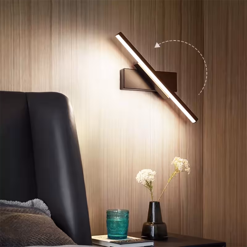 Lámpara de pared LED moderna y ajustable para espejo de baño, dormitorio, sala de estar y espacios interiores.