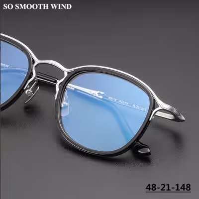 Japoniški rankų darbo akinių rėmeliai vyrams ir moterims, ovalūs, titano ir acetato