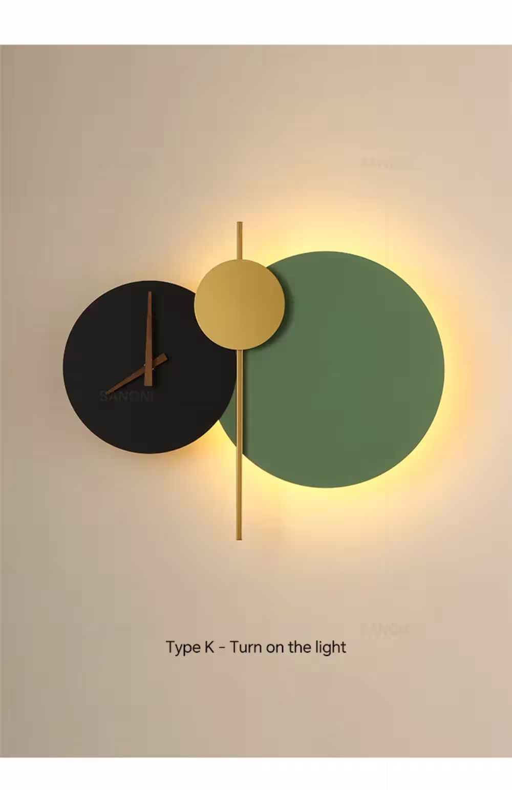 LED wall lamp with clock