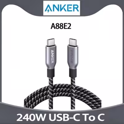 Câble Anker Prime USB-C vers USB-C, 240W, chargement rapide, nylon recyclé, 0.9m