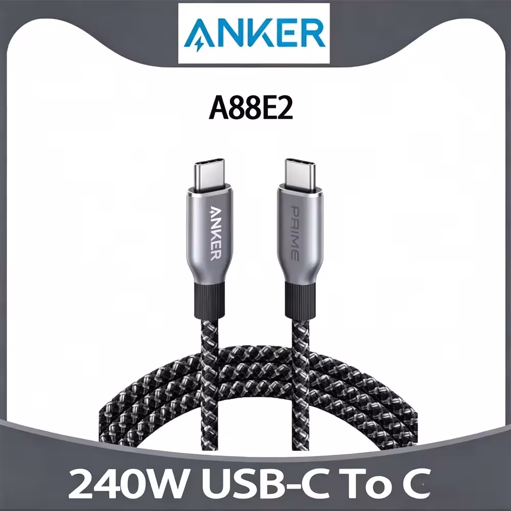 Câble Anker Prime USB-C vers USB-C, 240W, chargement rapide, nylon recyclé, 0.9m