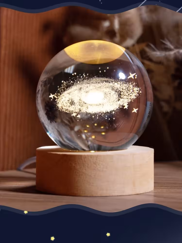 lampada notturna con sfera di cristallo