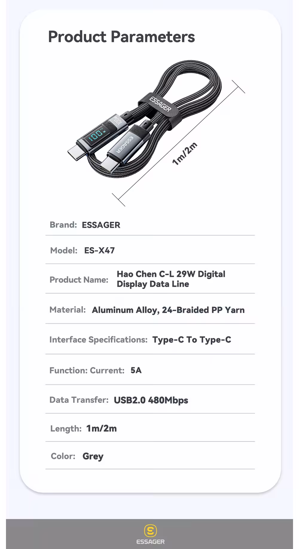 USB-C kabelis 240W