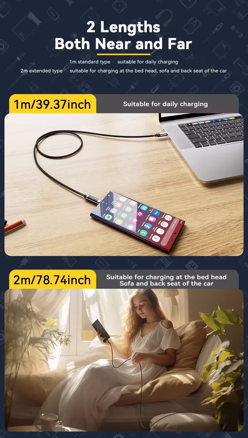 USB C kabelis 240W