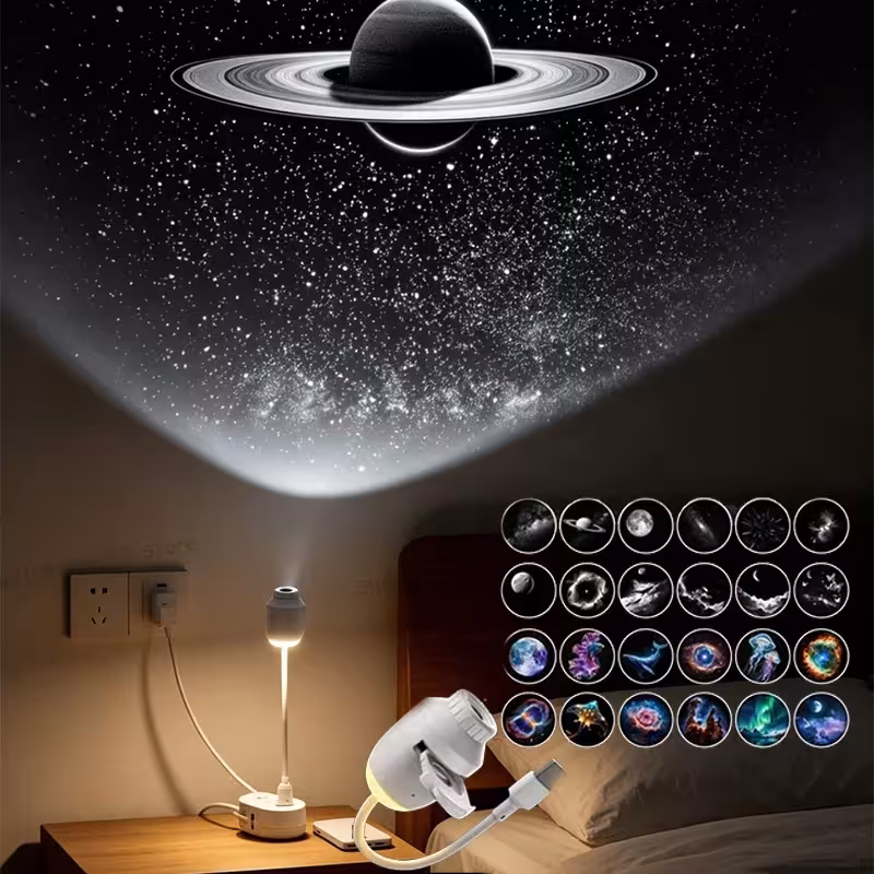 2026 upgraded HD galaxy projector with LED starry sky, USB port, and night light for the bedroom.